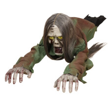 (Crawling Ghost) 1pc Animated Slime Crawling Zombie with Glowing Eyes & Moving Body - Realistic Horror Sound Effects, Spooky Halloween Decoration for Haunted House