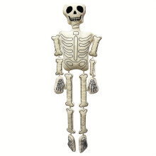 (White) 110.01cm Plush Skull Skeleton Doll - Soft Polyester Halloween Decor, Handmade White Bone Design with Black Accents