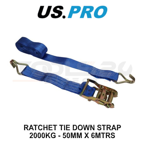 us pro US PRO Ratchet Strap Tie Down 50mm x 6m 2000kg Break Force 9224