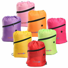 (Orange) 350x400mm Beach Drawstring Bag Bicycle Riding Backpack Exercise Sport Shoulder Bag