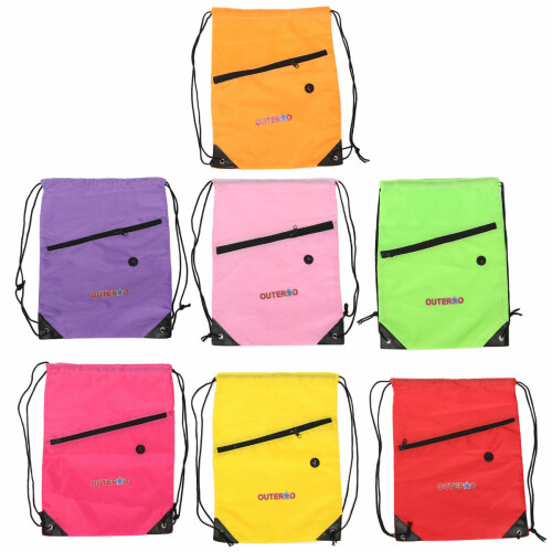 (Orange) 350x400mm Beach Drawstring Bag Bicycle Riding Backpack Exercise Sport Shoulder Bag 2