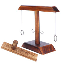 (1 Set) [Classic Hook and Ring Game] Rustic Wooden Classic Hook and Ring Game Set | Indoor/Outdoor Party Entertainment Board Game
