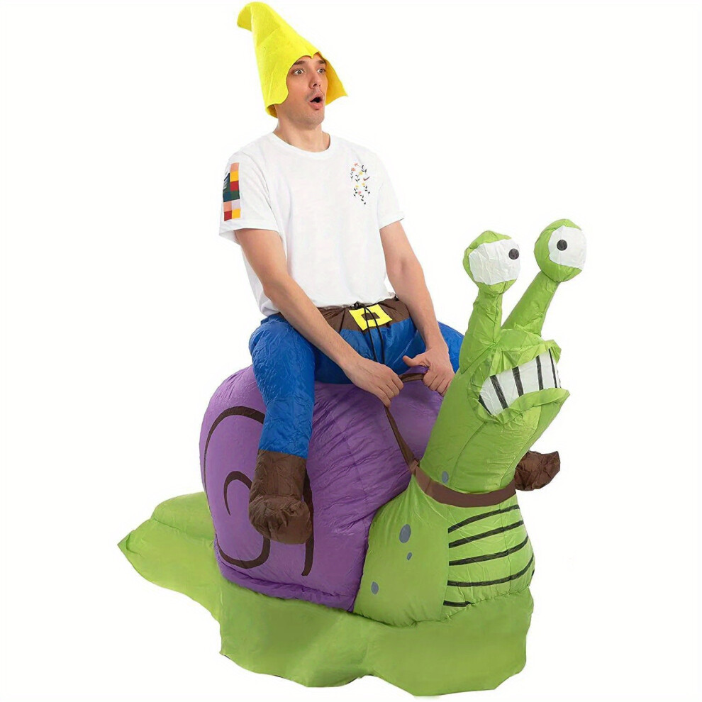 Mdsrjone (Adult 150-190Cm, One Size) Vibrant Purple & Green Inflatable Snail Costume For Adults | Cute Animal Theme Halloween Christmas Carnival Party Costume, Green,Purple