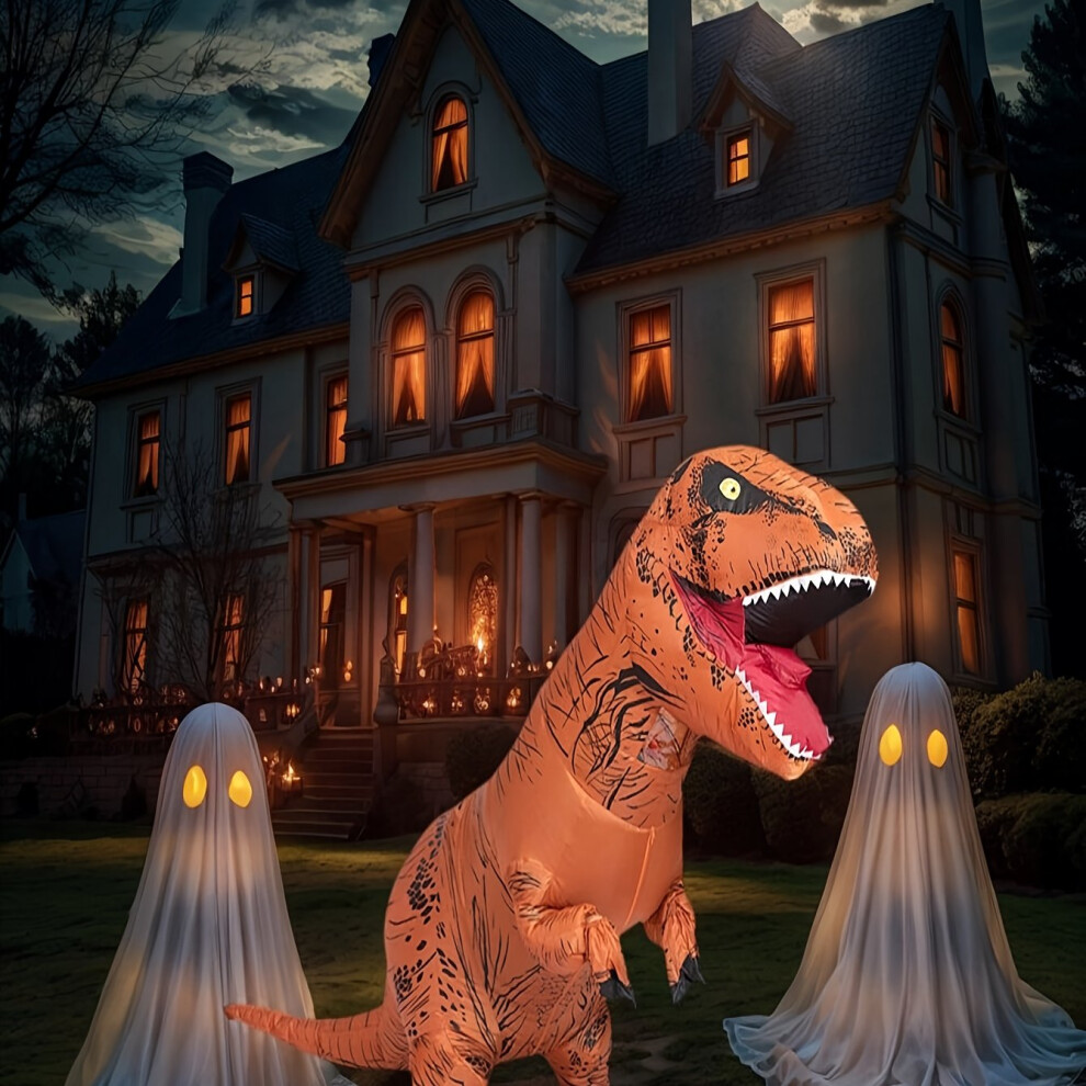 Mdsrjone (Amber, One-Size) Adult Tyrannosaurus Rex Inflatable Suit Thickened Material Inflatable Suit No Need To Measure Size Yellow