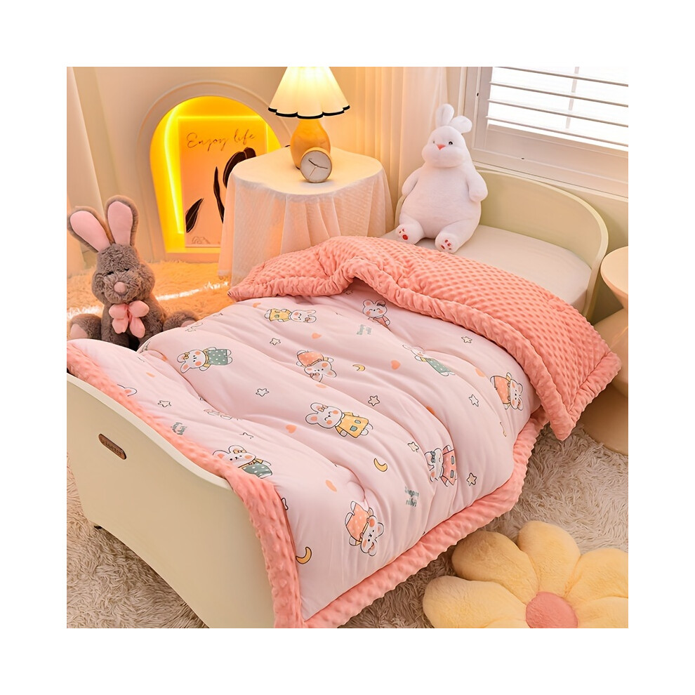 (Cute Rabbit) 1Pc Cozy Cartoon Dinosaur Quilted Youngsters' Sleeping Bag - Reversible, Allergy-Friendly Beanie Velvet For Youngsters & Youngsters Mdsrjone