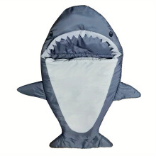 (Gray) Flannel Shark Sleeping Bag Hoodie - Super Soft Cozy All-in-One Bed & Blanket with Shark Hood, Multi-Use for Kids & Adults, Machine Washable