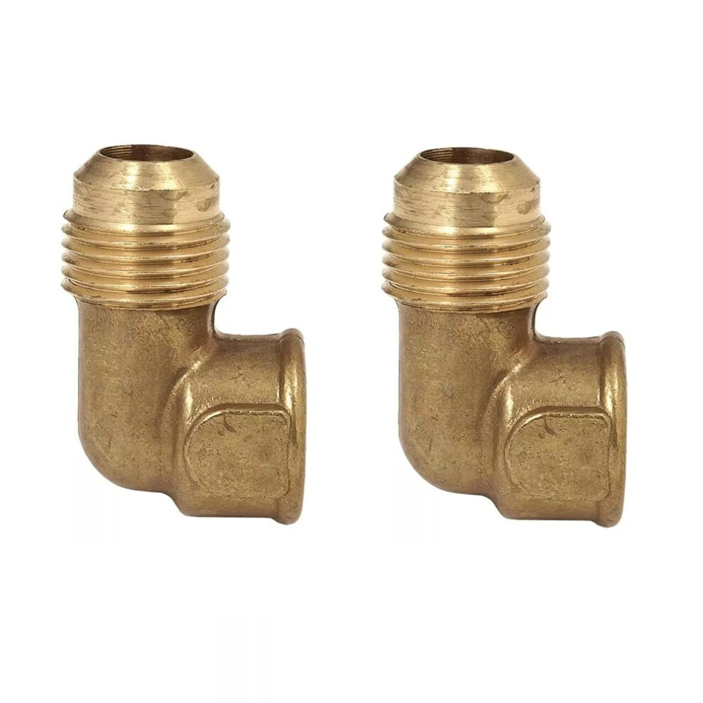 4401177 50 1/2" Flare X 3/8" Fip Brass 90 Degree Elbow Connector, 2 Pack For Plumbing Projects 6276012493817