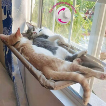 (TEFJY0012-Variant1) Cat Window Hammock Seat - Large Cat Hammocks Bed for Indoor Cats Resting Seat Safety, Heavy Duty Suction Cups Breathable Washable Mesh Durable Frame