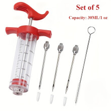 (30ML1oz-9pcs Set) 5pcs Meat Marinade Injector Set, Quick Meat Marinating Tool, Stainless Steel Needle Turkey Meat Injector, Seasoning Marinade Injector