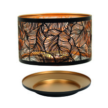 Aroma Jar Candle Shade & Tray Set Black & Gold Botanicals