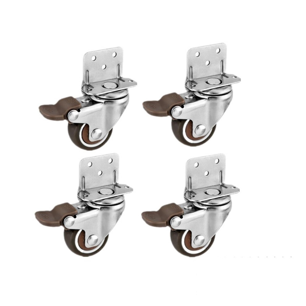 L-Shaped Caster Wheels 1 Inch 1.25 Inch 1.5 Inch 2 Inch Silent Tpe Brake Swivel Right Angle Cleat 4 Pack 6493810694431