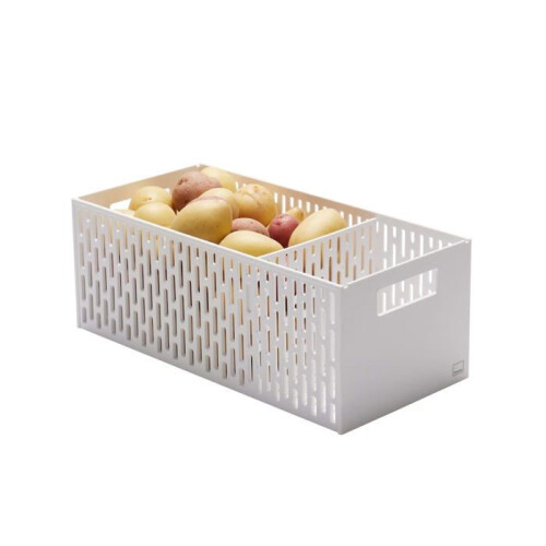 Corbeille empilable - Yamazaki - 5020 - Plastique ABS - Blanc - 2 compartiments réglables