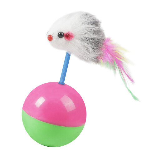 Cat Mouse Teaser Toy with Feather Bobblehead 2
