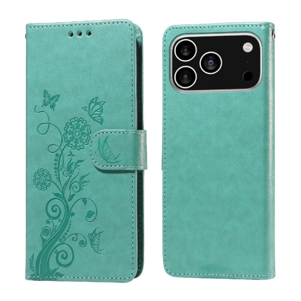 (Green) Flip Case For Iphone 17 Pro Flip Leather Cardslots Flower Green 764563178452