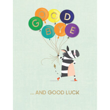 Large Embellished A4 Goodbye & Good Luck Greeting Card Zebra With Balloons