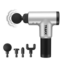 Beast Deep Tissue Percussion Massage Gun, Rechargeable 6 Speed Cordless Massager with 4 Interchangeable Heads, Silver