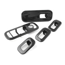 5Pcs Carbon Fiber Car Door Window Switch Cover Trim Compatible with Mercedes A-Class W177 A200 A220 A250 2019 LHD
