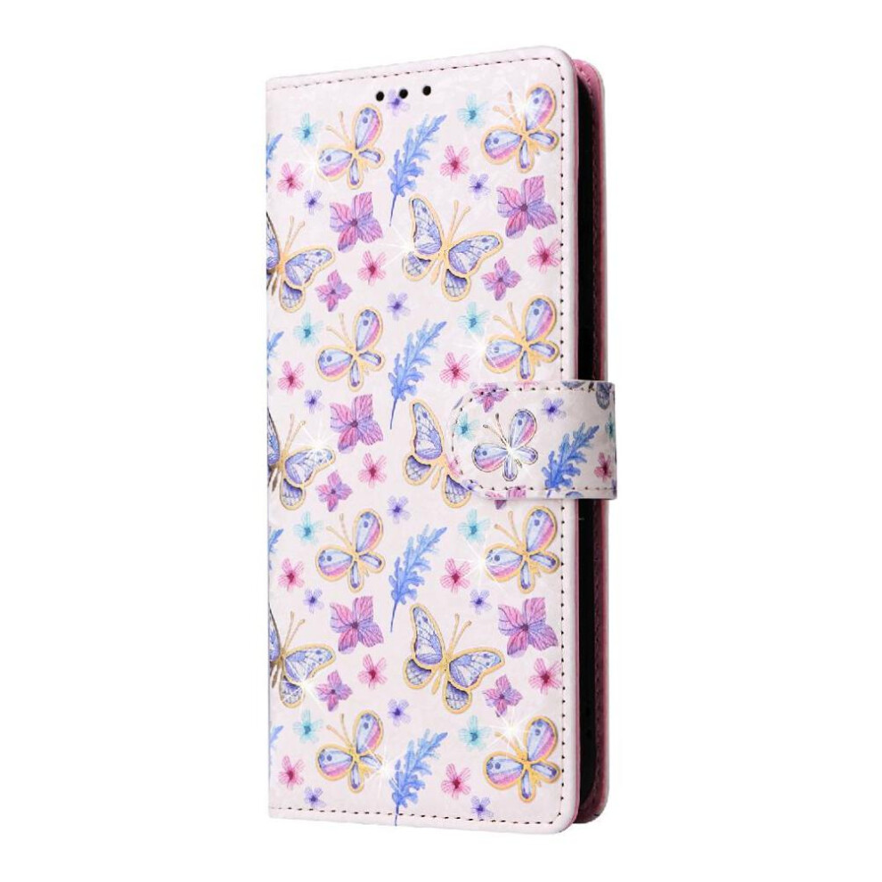 (Ohter) Wallet Phone Case For Iphone 17 1 Bill Compartment Rfid Blocking Magnetic Closure 3 Card Slots Painted Flower Gold 764563179466
