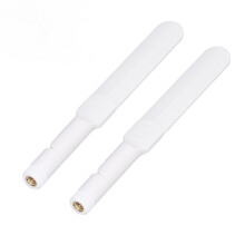 2 Stück Omnidirektionale Antenne 2,4 GHz/5,8 GHz, 2 Frequenz WiFi-Router SMA männlich, klappbar, Klebestick, Weiß