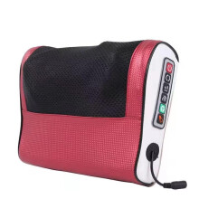 Electric Neck and Back Massage Pillow, Shiatsu Deep Tissue Massager with Heat, Red and Black, Portable Design for Home and Office