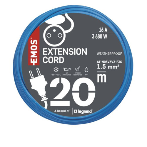 Rallonge électrique - GP MET - 20m - 1,5mm² - Antigel - IP44 - 1 prise
