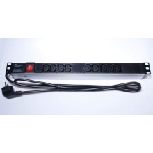 PremiumCord Stromverteilungseinheit für Rack 1U, 9 x IEC (C13) Kabel von 2 m - PDU-E10G09S