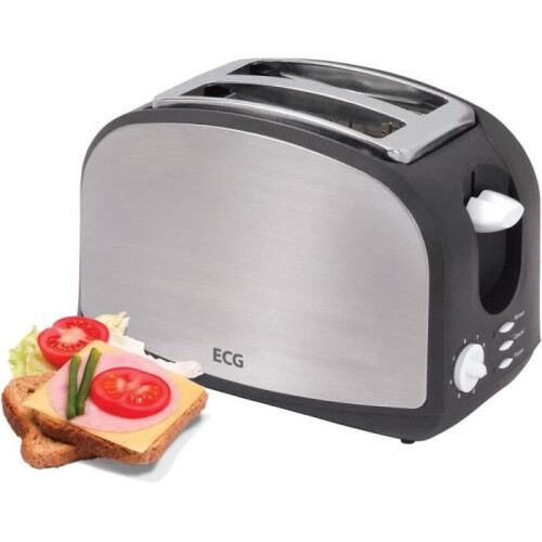 Grille-pain - ECG - ST 968 - 2 tranches - 900 W - Noir, Acier inoxydable 2