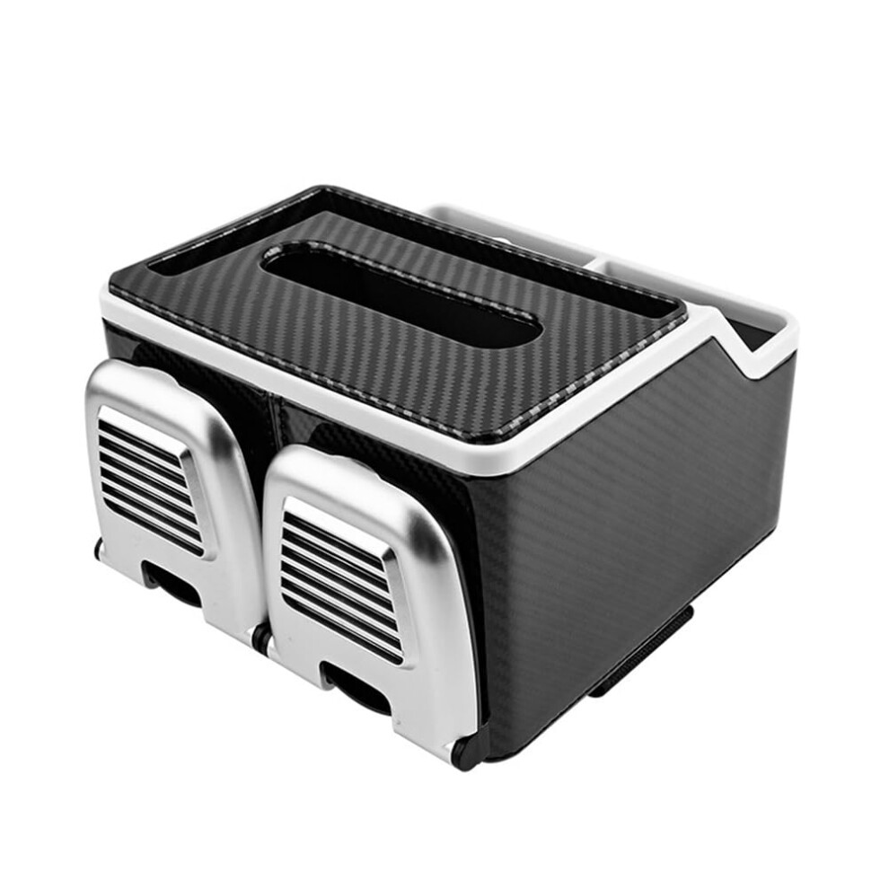 Car Armrest Storage Box With 2 Cup Holders, Foldable Organizer For Tissue And Cups, Console Side Storage Solution Black 6482260675336