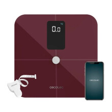 Cecotec Bilancia Pesapersone Intelligente Surface Precision 10400 Smart Healthy Vision Garnet. Misurazione della bio-impedenza, Grande schermo.