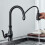 Kitchen Faucet with Pull Down Sprayer, Brass Sink Faucet, 2-Spray Mode, Single Handle, High Arc, Matte Black Finish 4