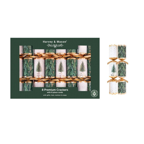 8 Premium Christmas Dinner Crackers Green Christmas Tree 12.5 Inch 1