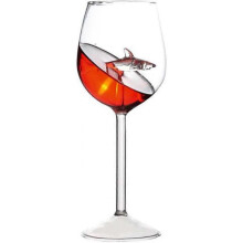Wine Glass, Whiskey Glasses with Sharks Inside Stemmed Drinking Wine Goblet