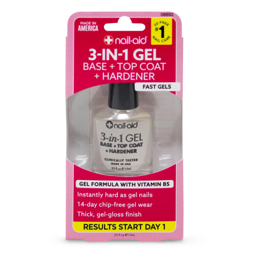 Base de gel 3 en 1 de uas + top + endurecedor transparente 0.55 onza fluida 1