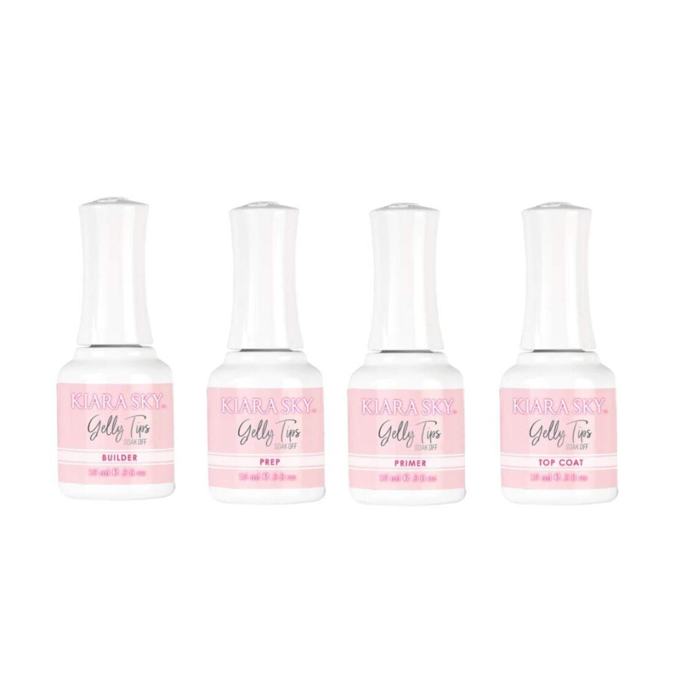 Kiara Sky Gelly Tips Soak Off Essential Kit 0.5 Fl Oz (Prep Top Coat Builder Primer)