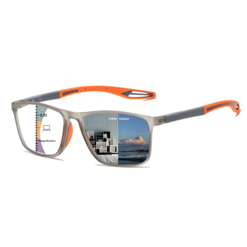 Blue/Light Multifocal Progressive Transition Photochromic Reading Glasses With Blocking, Spring Hinge, Lightweight Design