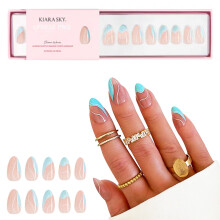 Kiara Sky XPRESS PRO 100% Acrylic Press On Nails - Instant Salon Quality Manicure Long-Lasting Easy Application 30 Pieces Kit Almond Short-Ocean