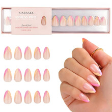 Kiara Sky XPRESS PRO 100% Acrylic Press On Nails - Instant Salon Quality Manicure Long-Lasting Easy Application 30 Pieces Kit Almond Short-Sip an