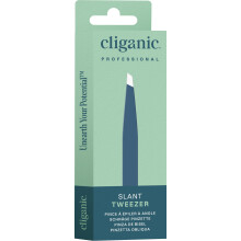 Cliganic Professional Eyebrow Tweezers Slant Tip (Black) - Precision for Men & Women Stainless Steel Best for Plucking Chin Facial Hair
