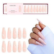 Kiara Sky XPRESS PRO 100% Acrylic Press On Nails - Instant Salon Quality Manicure Long-Lasting Easy Application 30 Pieces Kit Coffin Long-Steal T