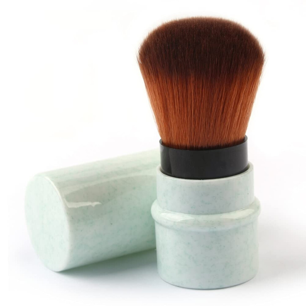 Rn Beauty Green Retractable Kabuki Brushes Powder Foundation Blush Concealer Makeup Brush Portable With Cover