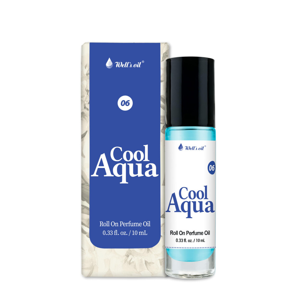 Well's Oil Roll-On Perfume Oil (Cool Aqua) | Crisp Aquatic Notes | Long-Lasting | Paraben-Free | 0.33 Fl Oz / 10 Ml