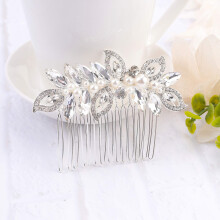 Kercisbeauty Peignes latraux argents pour maries, peignes cheveux de marie avec serre-tte dcoratif en cristal pour femmes et filles, bijo