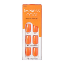 KISS imPRESS Color Press-On Nails Polish-Free Manicure Set Sweet Mango 30 Chip-Proof Smudge-Proof Fake Nails