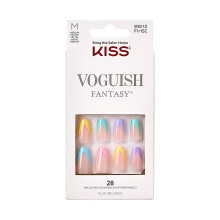 KISS Voguish Fantasy Press-On Nails Nail glue included 'Candies' Multicolor Medium Size Coffin Shape Includes 28 Nails 2g glue 1 Manicure St