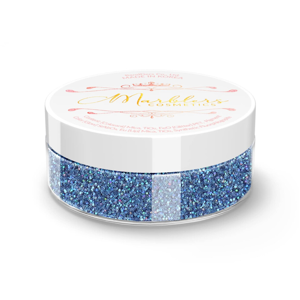 Marblers Holographic Face & Body Glitter [Holo Denim] 0.18Oz (5G) | Fine | Non-Toxic | Vegan | Cruelty-Free | Ethically Sourced | Festival Makeup