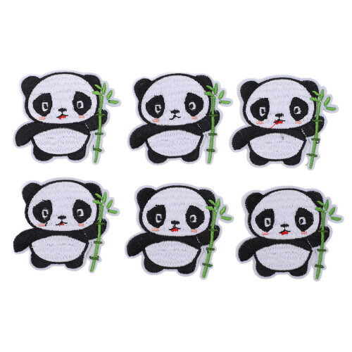 6 piezas de parches de panda - algodón 5x5,4 cm (2,0x2,1 pulgadas) 1