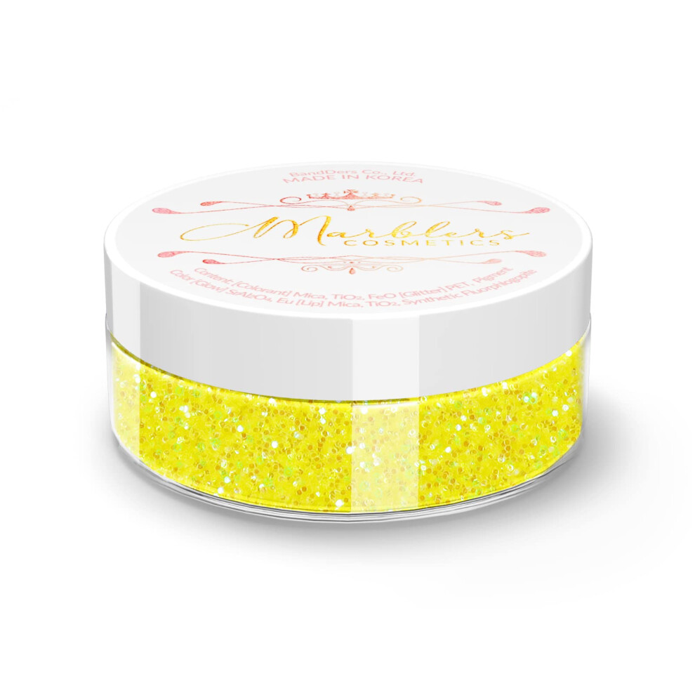 Marblers Holographic Face & Body Glitter [Rainbow Yellow] 0.18Oz (5G) | Chunky | Chopped | Flake | Non-Toxic | Vegan | Cruelty-Free | Festival, Rave &