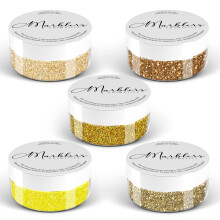 MARBLERS Feiner Glitzer in kosmetischer Qualitt, 5er-Pack [Gold Feeling] 0,90 oz (25 g) | Ungiftig | Vegan | Tierversuchsfrei | Lidschatten-Nagellac