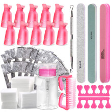 Gel Nagellak Verwijder Tools Kit Aceton Acryl Nagels Set, Met Nagelclips, Doekjes, Cutter, Pomp, Vijl
