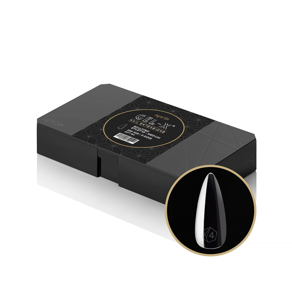 Apr? Apres Gel-X Sculpted Stiletto Medium Tip Box | 500Pc Gel-X Tips 11 Sizes 00-9 Premium Quality